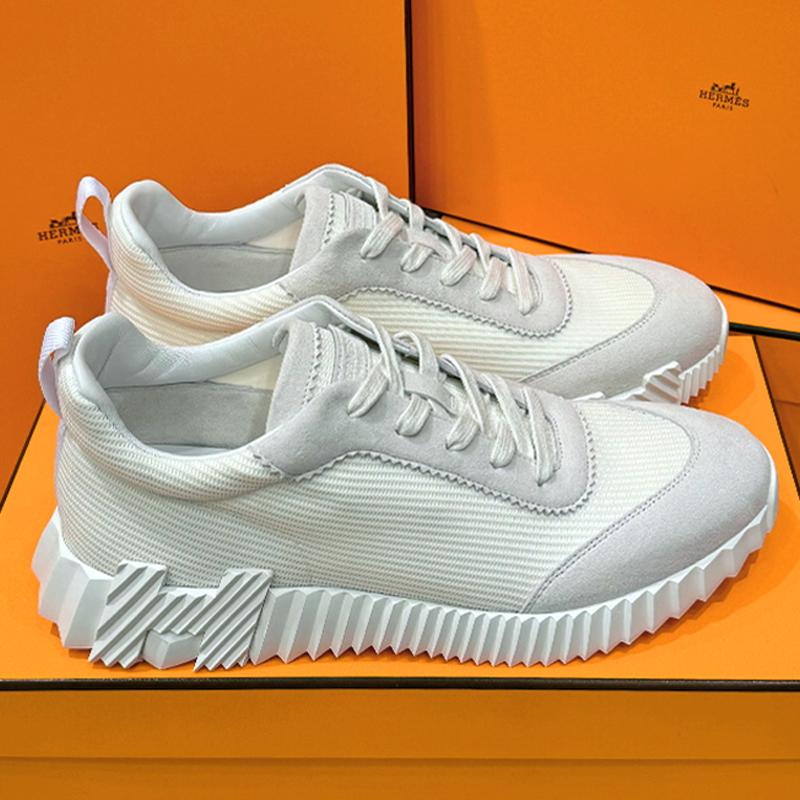 HERMES Men’s Bouncing Suede White H Low-Top Sneakers