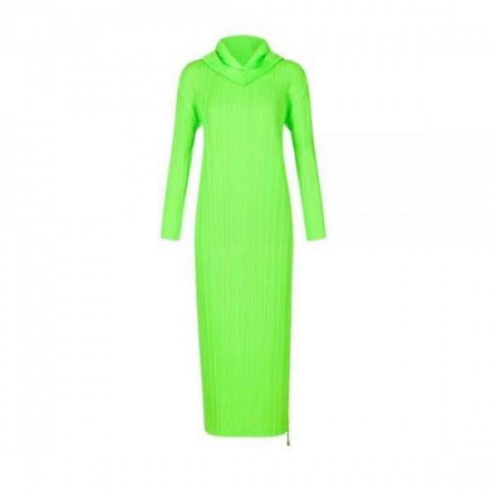 Issey Miyake Pleats Please Hooded Pleated Midi Dress PP38 JH136 67