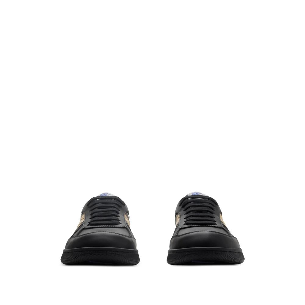 BURBERRY Black Leather Low-Top Sneakers