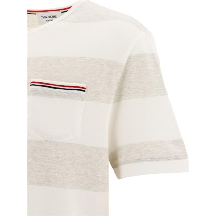 THOM BROWNE RWB Stripe Pocket Short Sleeve T-Shirt MJS201A