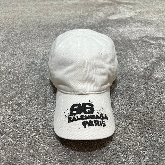 BALENCIAGA BB Icon Logo Cotton Baseball Cap White Unisex