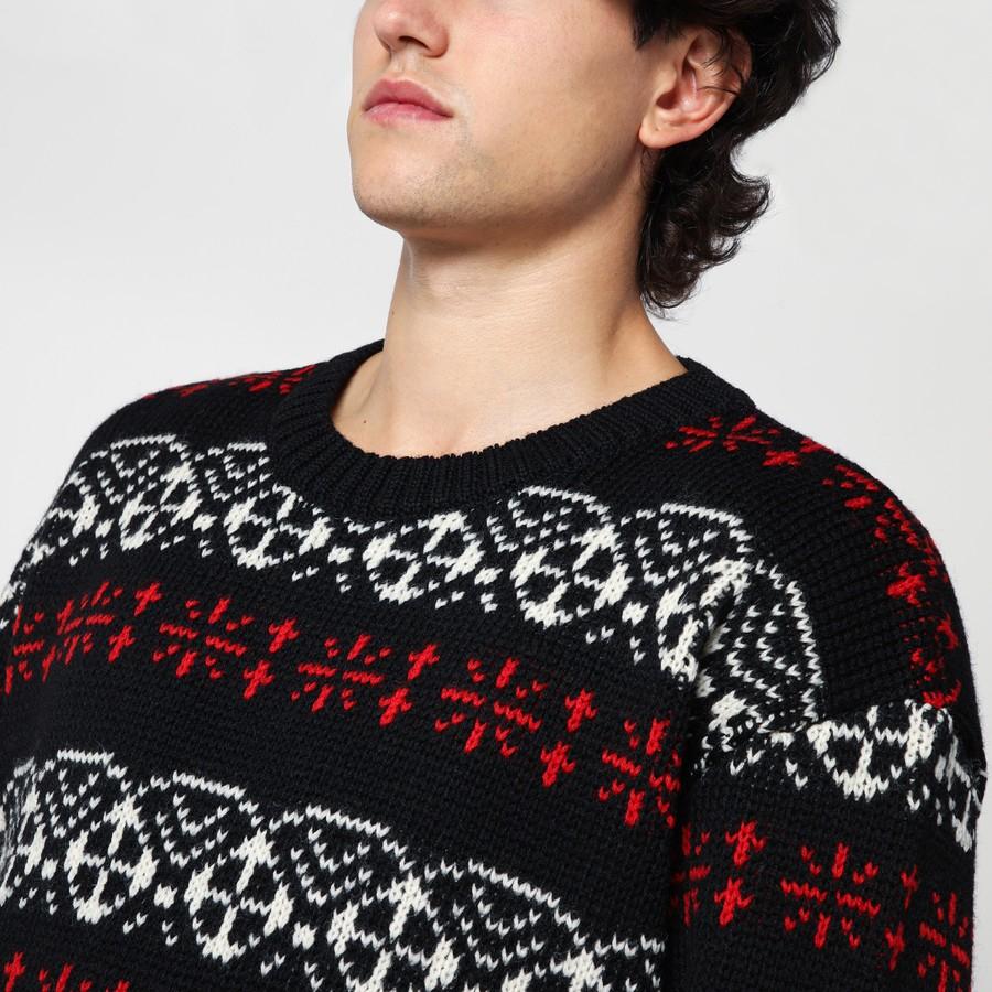 NEEDLES Nordic Wool Sweater Black Unisex Crewneck Knit PU317