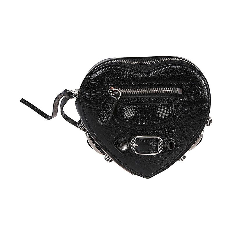 BALENCIAGA Le Cagole Heart Jewelry Box Black Pouch