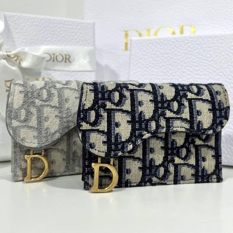 DIOR Oblique Saddle Navy Gray Card Holder S5611CTZQ