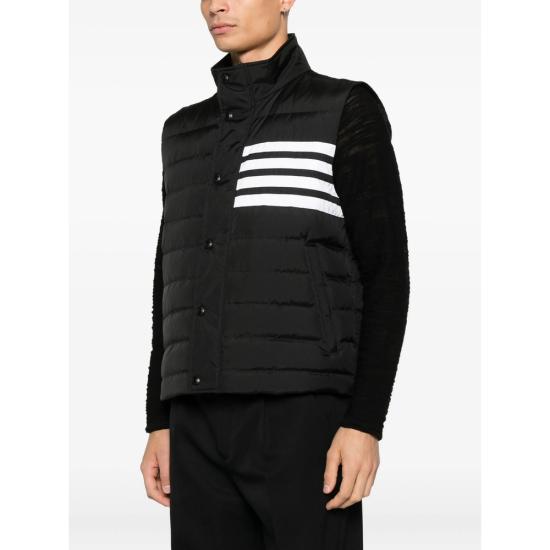 THOM BROWNE Shiny Ripstop Lightweight Down 4-Bar Vest Black