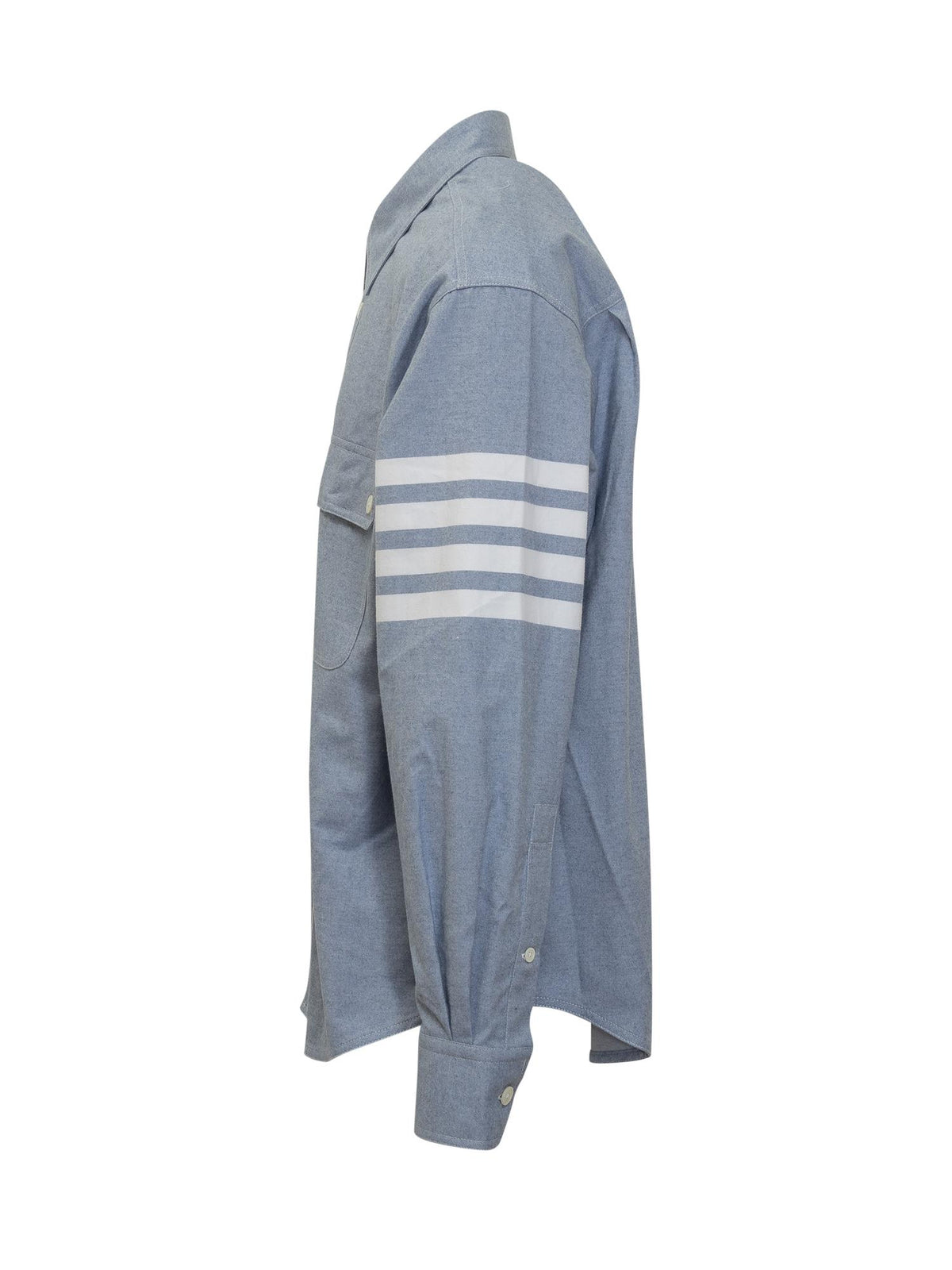 THOM BROWNE Navy Cotton Long Sleeve Dress Shirt