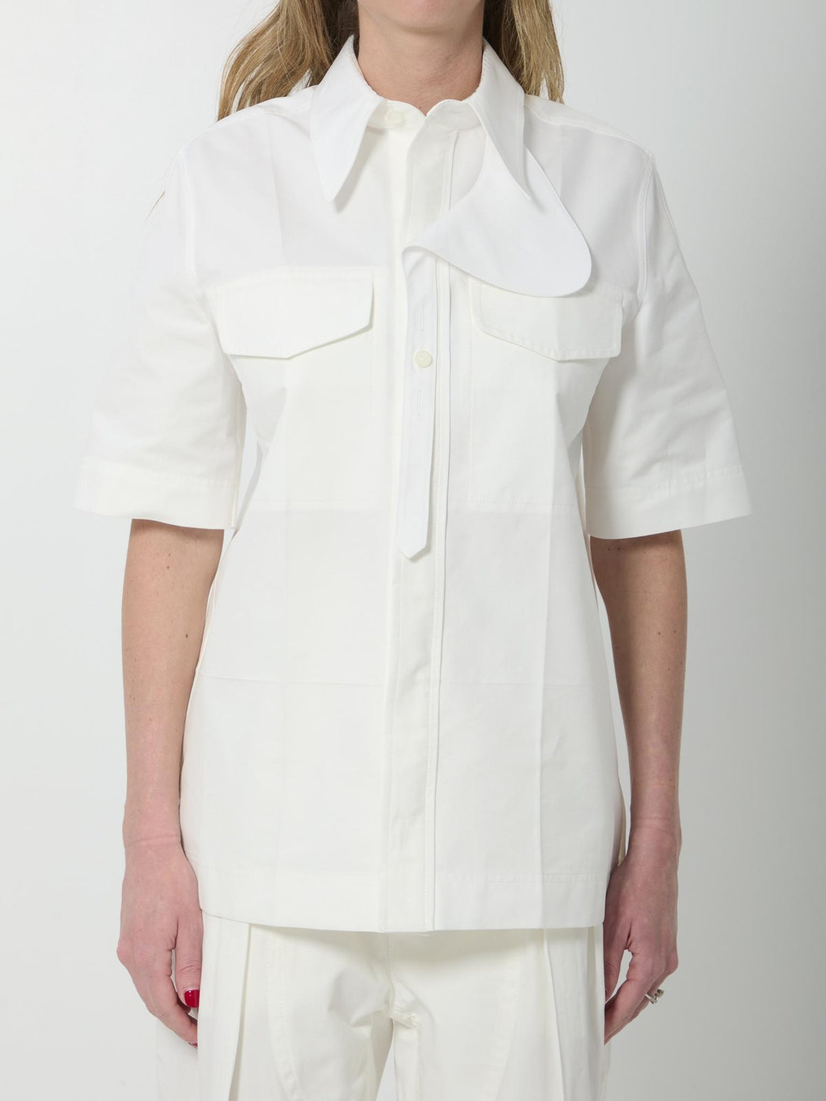 Bottega Veneta Short Sleeve Cotton Shirt White Women’s