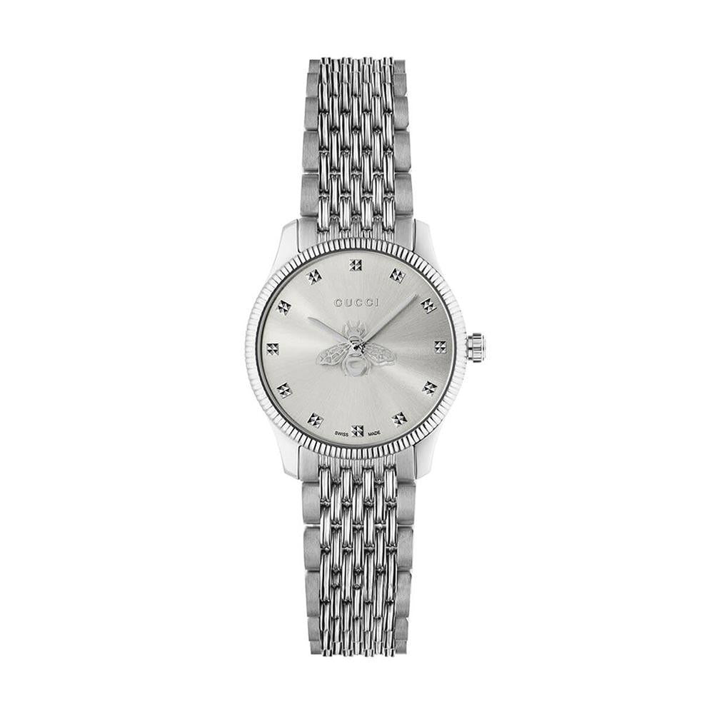 GUCCI Silver G-Timeless Bee Quartz Women’s Metal Watch