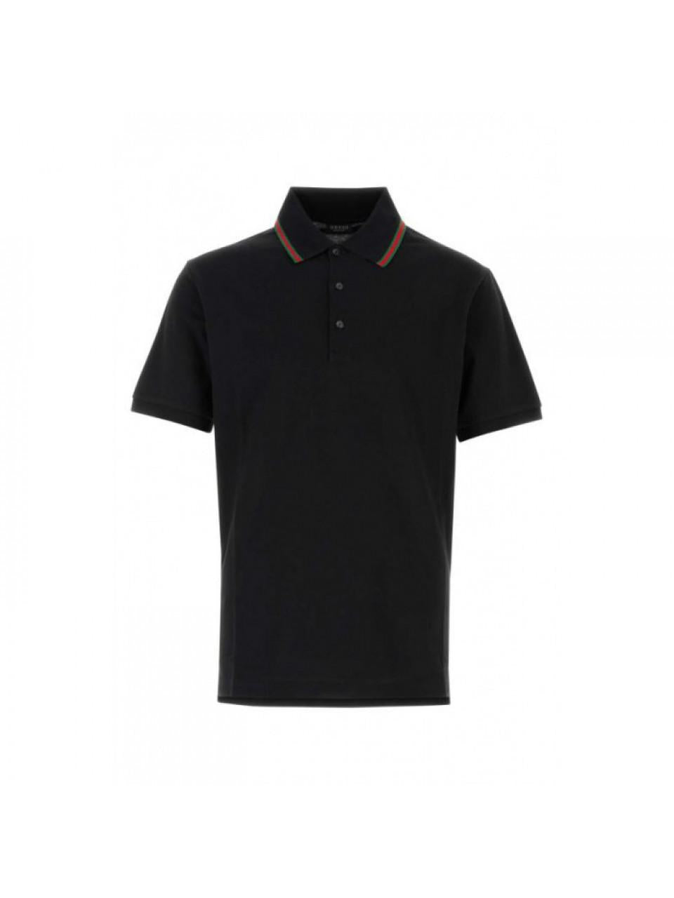 GUCCI Cotton Piqué Polo Shirt Black Men’s Tee