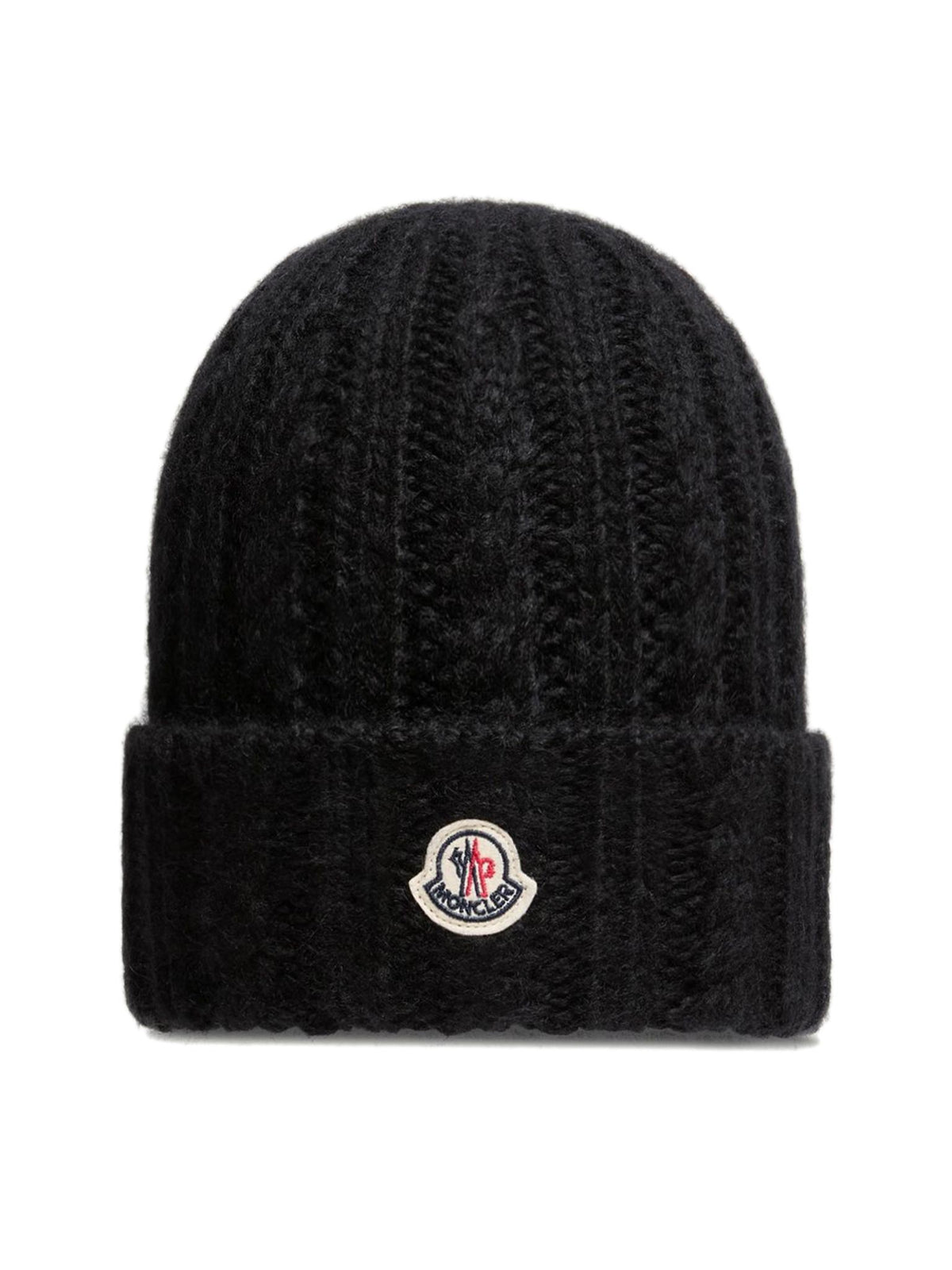 Moncler Black Wool Logo Beanie
