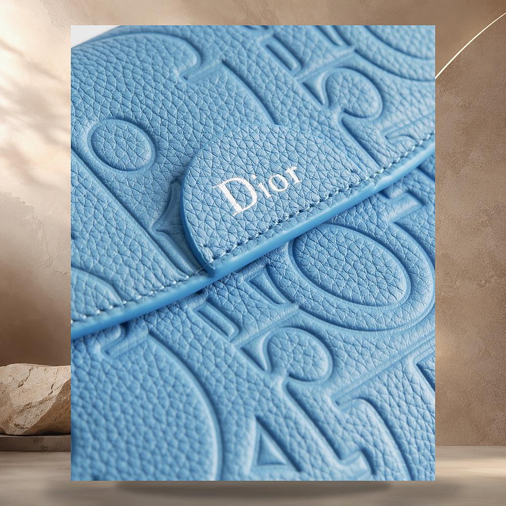 DIOR Light Blue Gravity Grain Leather J’Adior Zip Strap Mini Sh 2DBCA653MLL H522