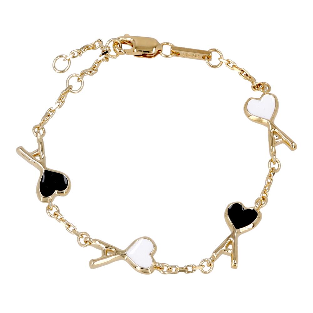 AMI Bicolor Hammered Heart Logo Thin Chain Bracelet
