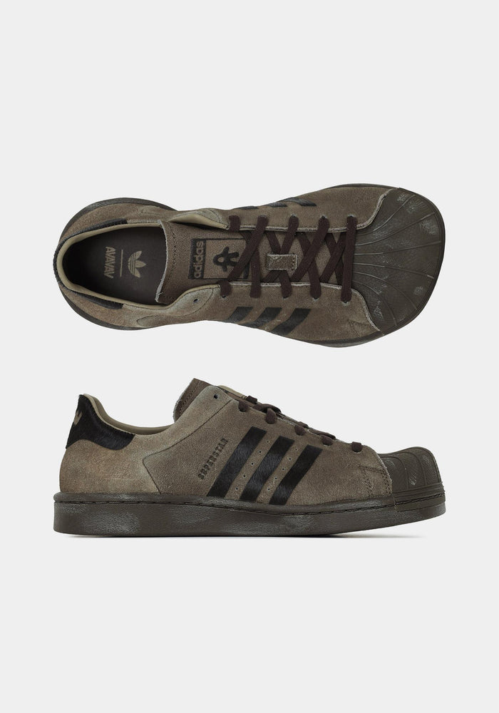 Adidas Dark Brown Shaved Superstar Low-Top Sneakers KK2724