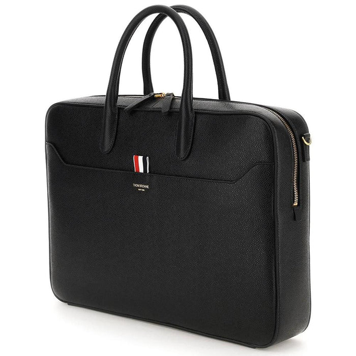 THOM BROWNE Black Leather Business Briefcase Laptop Bag MAG410A 00198 001