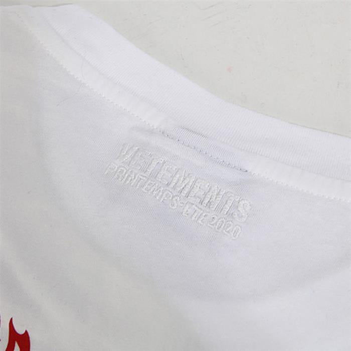 Vetements Logo Print Cotton T-Shirt for Men SS20TR418 1618 WHITE GOODFORTUNE