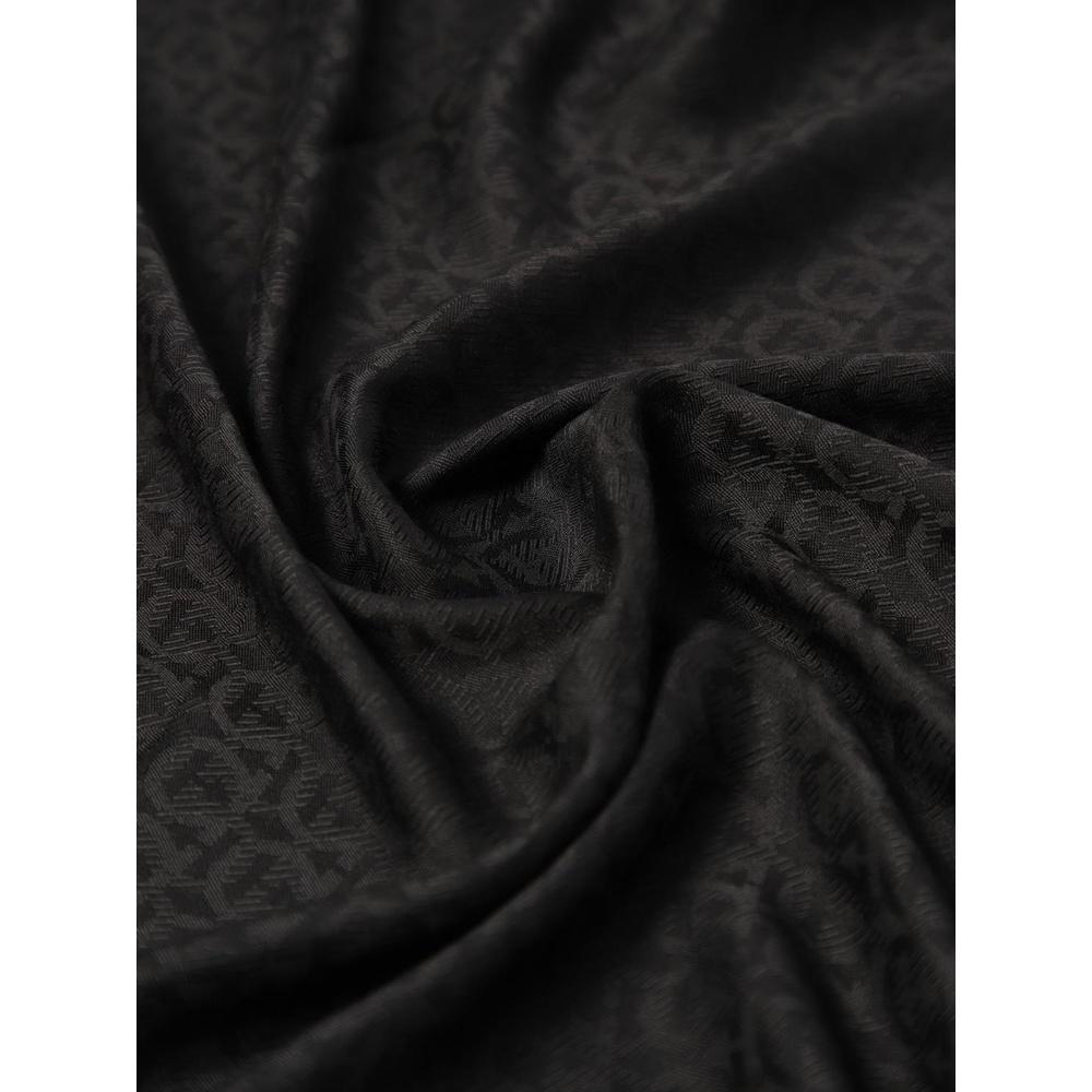 Ferragamo Silk Wool Scarf Men’s Navy Gray Reversible Fringe