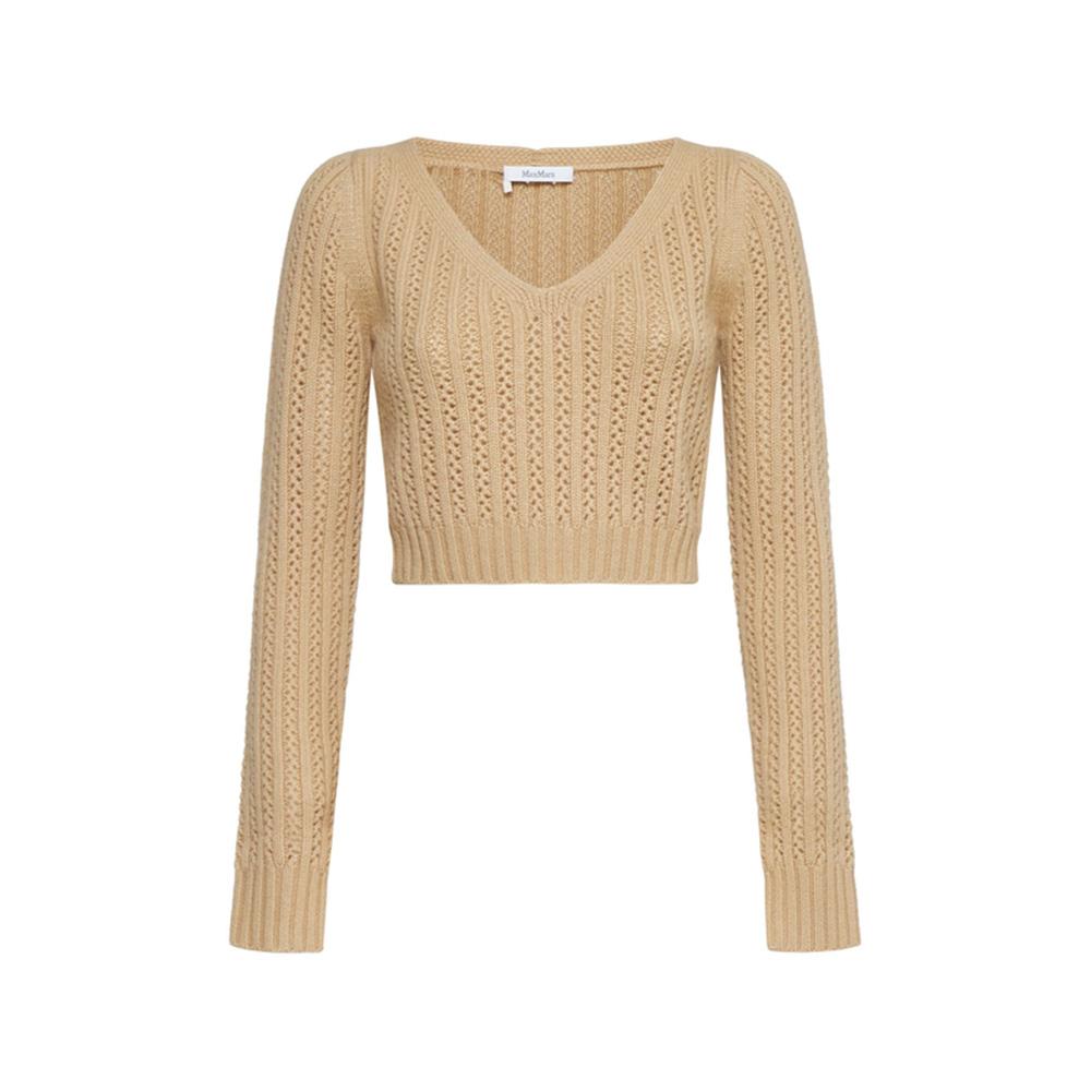 Max Mara Beige Wool Cashmere Crewneck Knit Sweater 21366011600 003