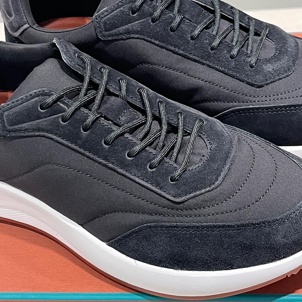 Loro Piana Storm Black Calfskin Weekend Walk Low-Top Sneakers