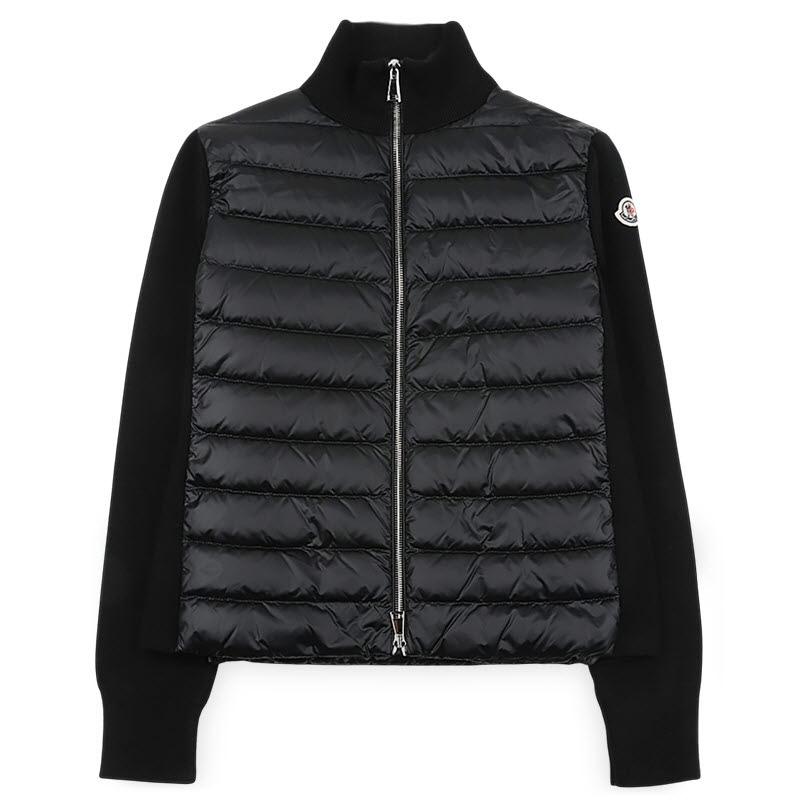 Moncler Women's Logo Patch Knit Down Puffer Jacket Black