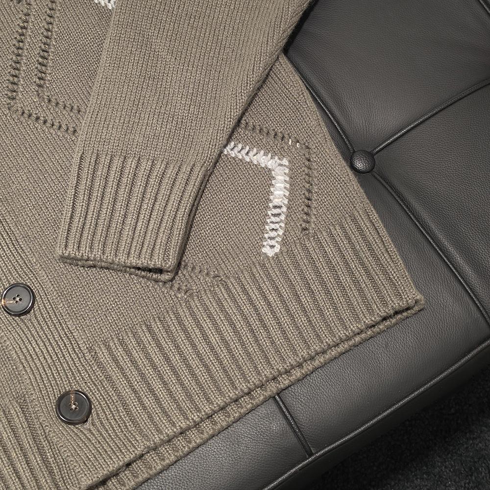 HERMES Mens Joa et Azur Button Cardigan Taupe Brown