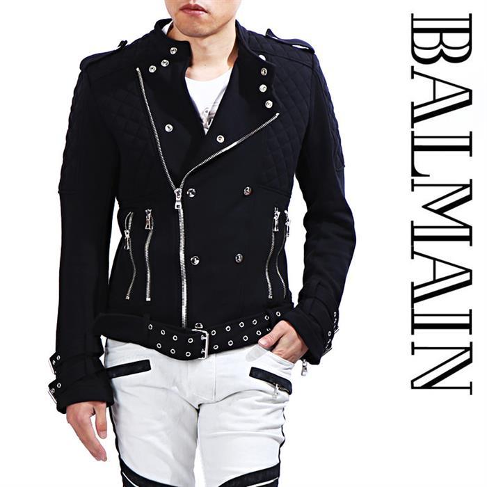 Balmain Belted Leather Moto Jacket for Men S5HJ263B928 176