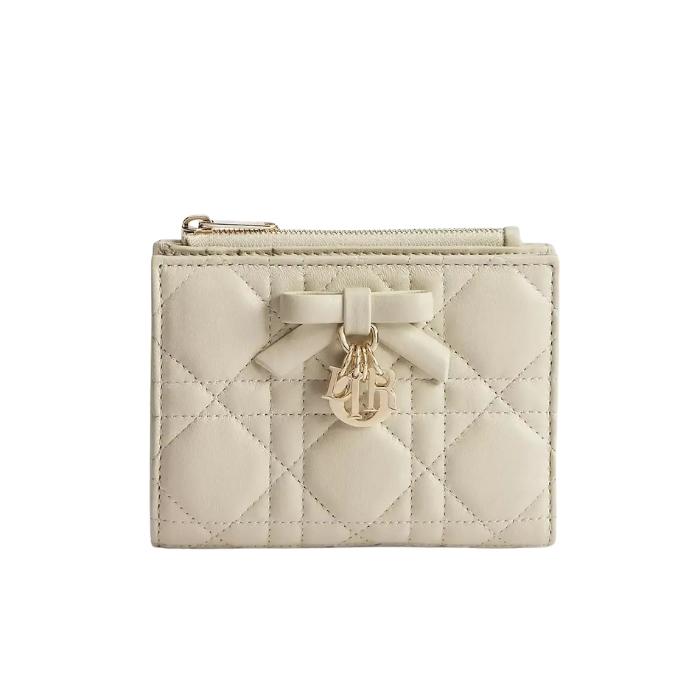 DIOR Lady Dior Dahlia Leather Compact Wallet