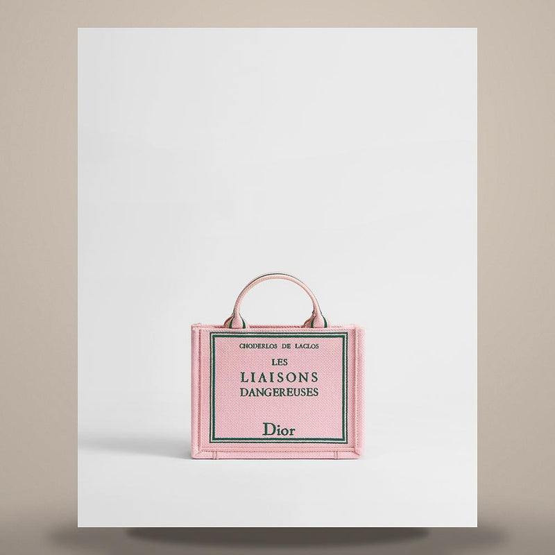 DIOR Pink Green Embroidered Book Tote Strap Mini Crossbody Bag S5584PEHO M19I