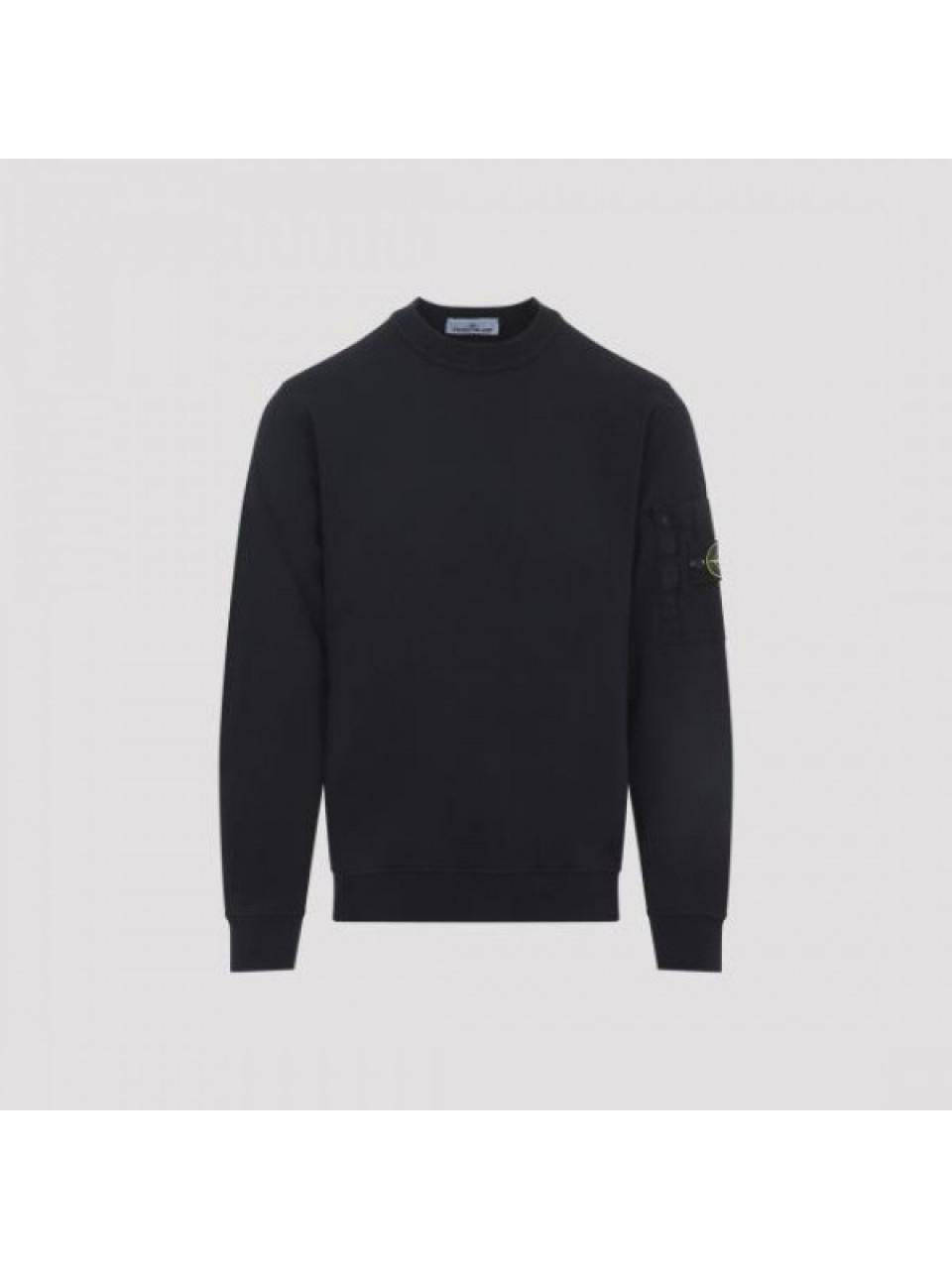 STONE ISLAND Cotton Fleece Pocket Detail Sweatshirt Black Men’s