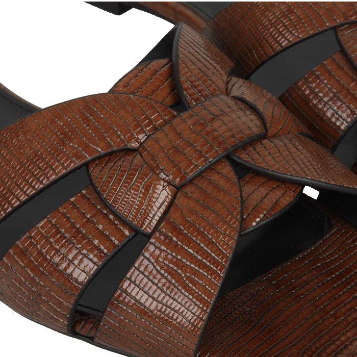 Saint Laurent Lizard Embossed Flat Mule Sandals