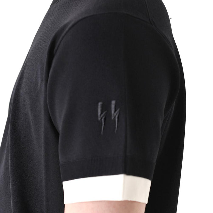 Neil Barrett Bolt Embroidered Layered Short Sleeve T-Shirt Navy