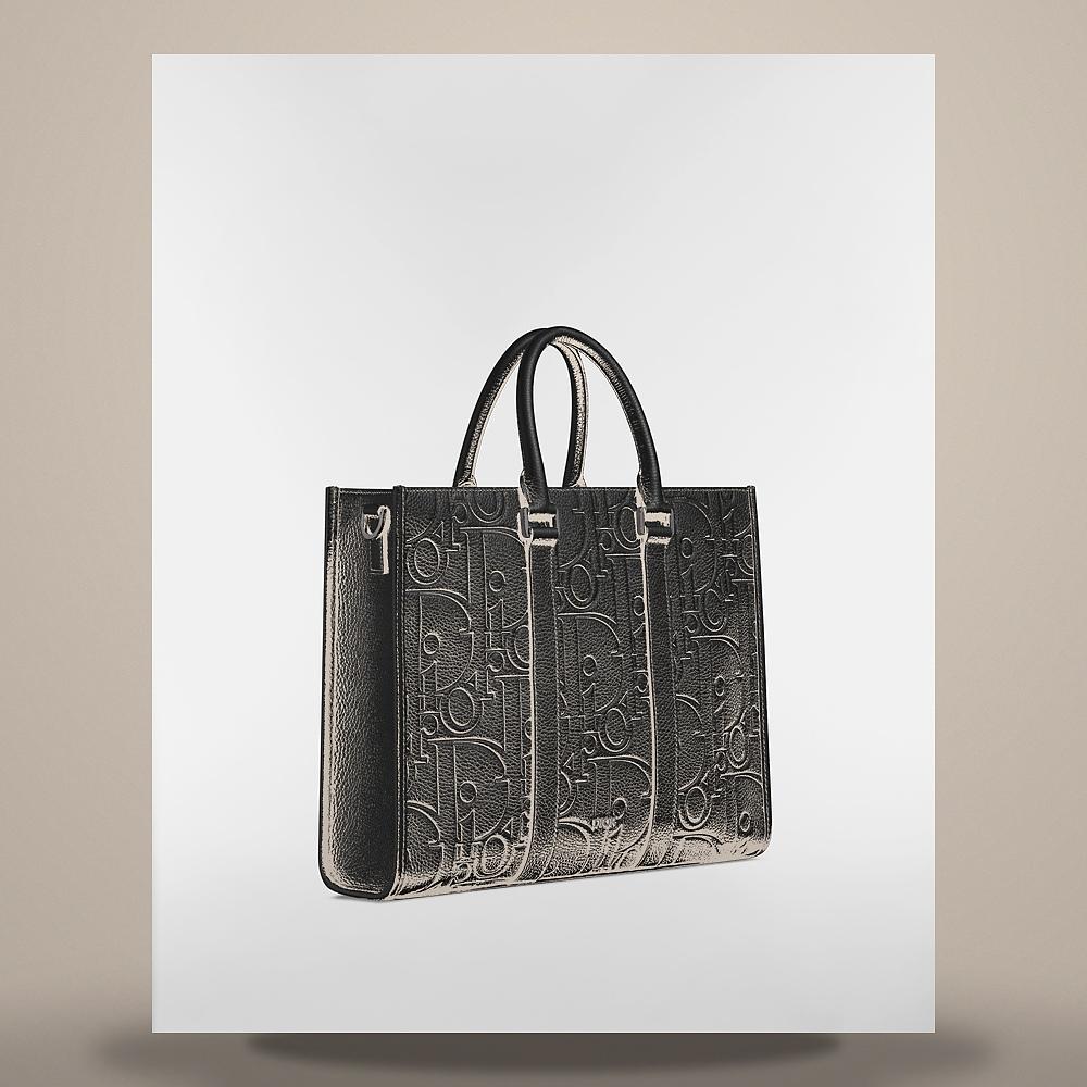 DIOR Apre East West Medium Tote Black Grain Calfskin Crossbody Bag