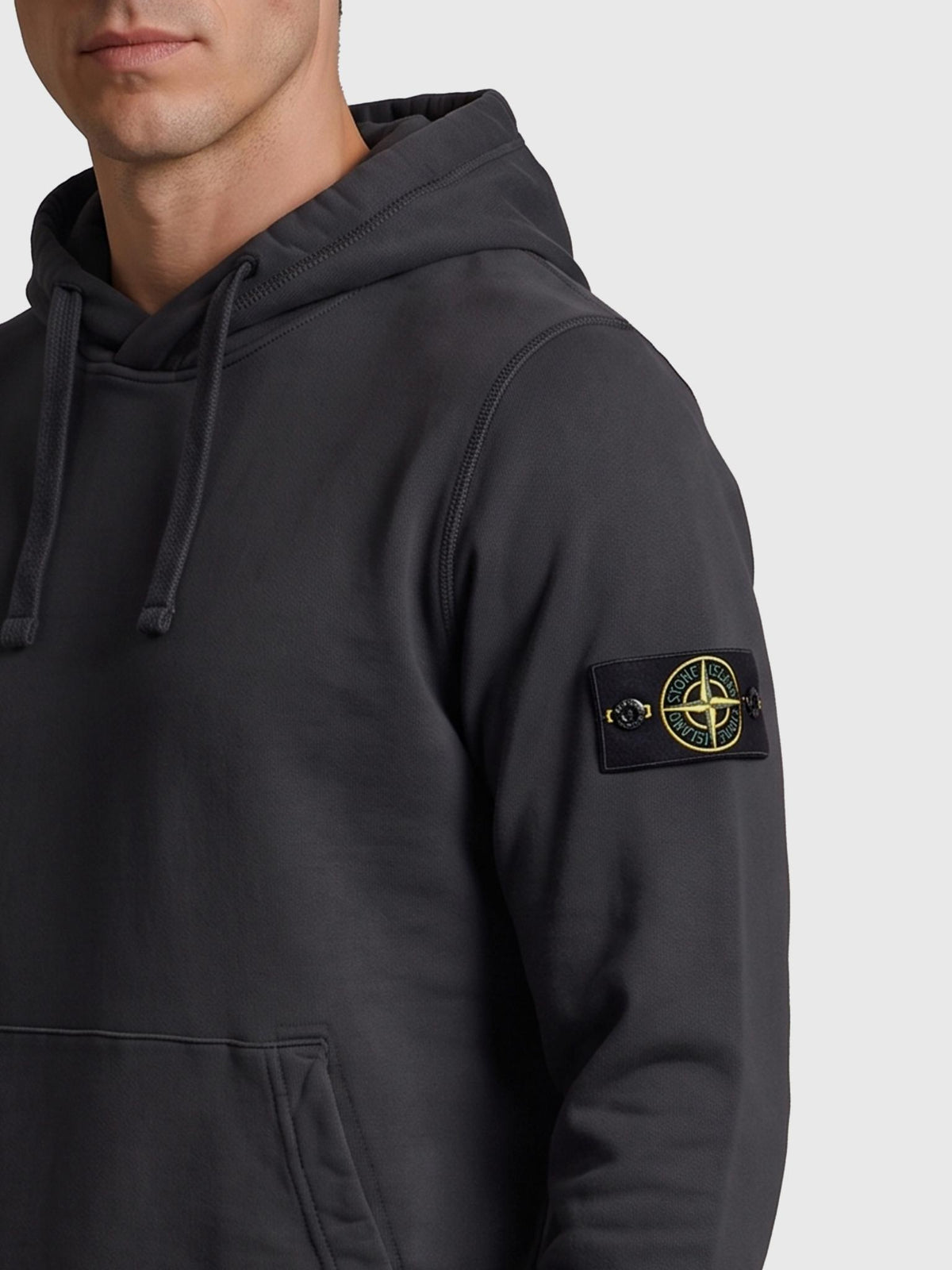 STONE ISLAND Cotton Fleece Pullover Hoodie Navy Men’s