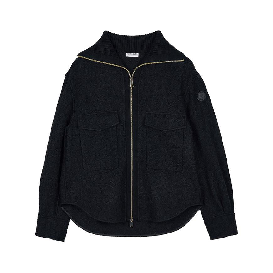 Moncler Womens Boucle Zip Shirt Jacket Cardigan 2F00022 597TE 999