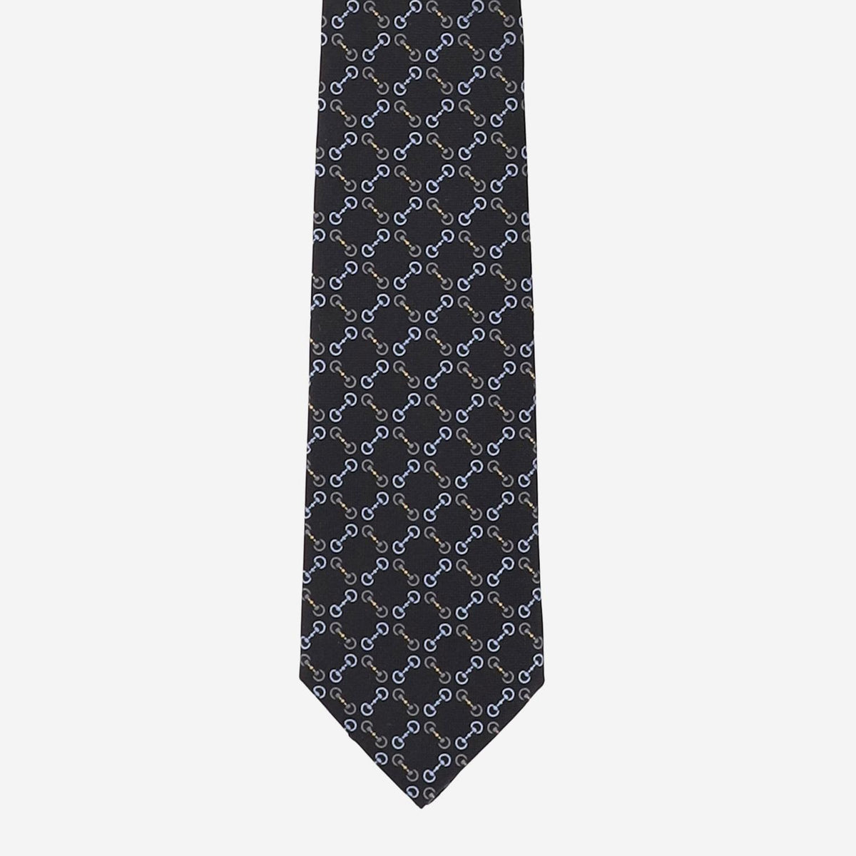 GUCCI Silk Logo Pattern Tie Navy Blue Men’s Accessory