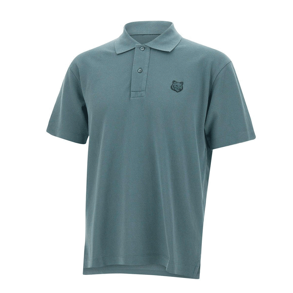 Maison Kitsune Bold Fox Logo Short Sleeve Polo Shirt for Men MM00210 KJ7010
