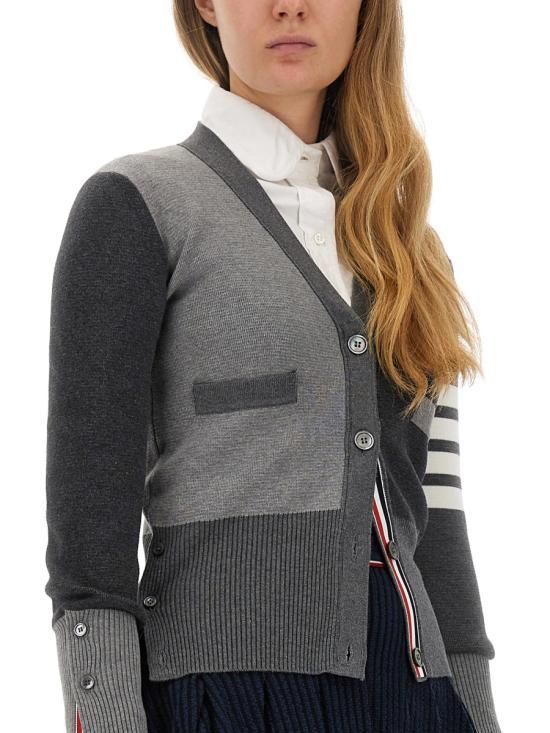 THOM BROWNE Milano Stitch 4-Bar Cotton Cardigan MIX DOM