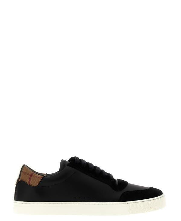 BURBERRY Suede and Vintage Check Cotton Leather Sneakers
