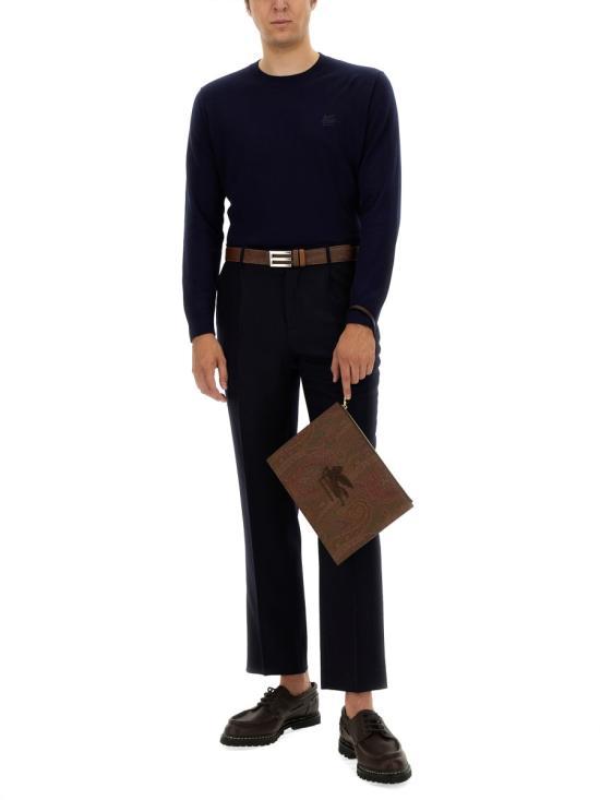 Etro Blue Wool Round Neck Knit Sweater for Men MRMA0017AC271 B0065