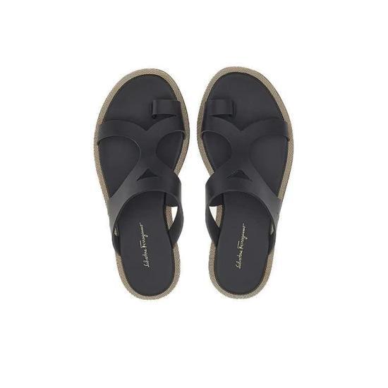 Ferragamo Leather Mule Slippers Sandals for Women 01E051759951D BLACK DOM