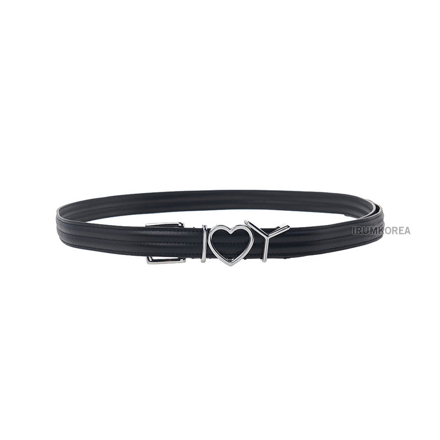 Y PROJECT Black Silver Y Love Buckle Leather Belt