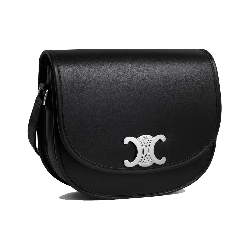 CELINE Medium Besace Triomphe Supple Natural Calfskin Black Crossbody Bag