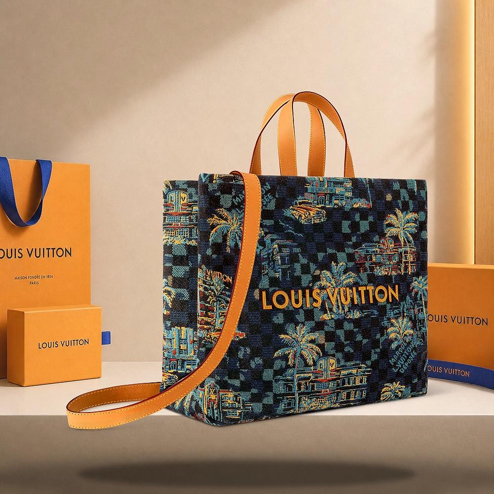 Louis Vuitton Marina Blue Shopper Tote MM Clutch