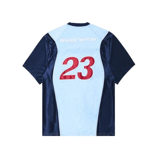 Supreme x Jordan Light Blue Warm-Up Jersey Short Sleeve T-Shirt