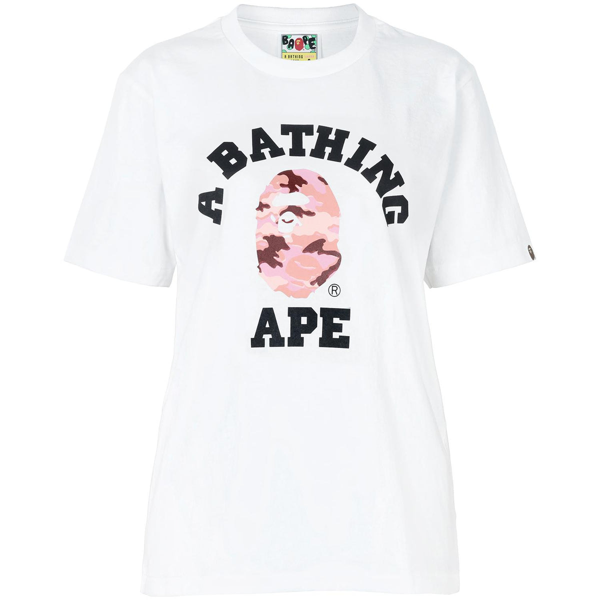 BAPE White Pink Glitch Woodland Camo College T-Shirt fo 001TEM302031L WHITE PINK
