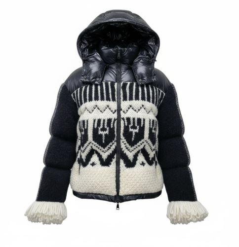 Moncler Hyoseris Hooded Knit Down Puffer Jacket Black