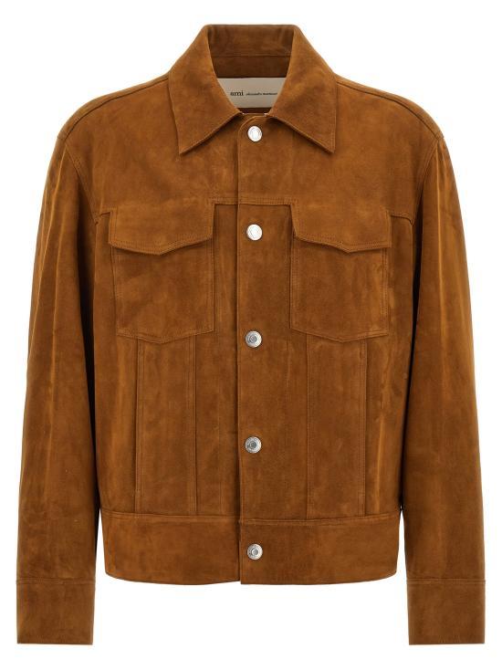 AMI Brown Wool-Blend Tailored Jacket