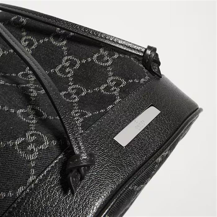GUCCI Venice Small Bucket Bag Black Leather Shoulder Bag