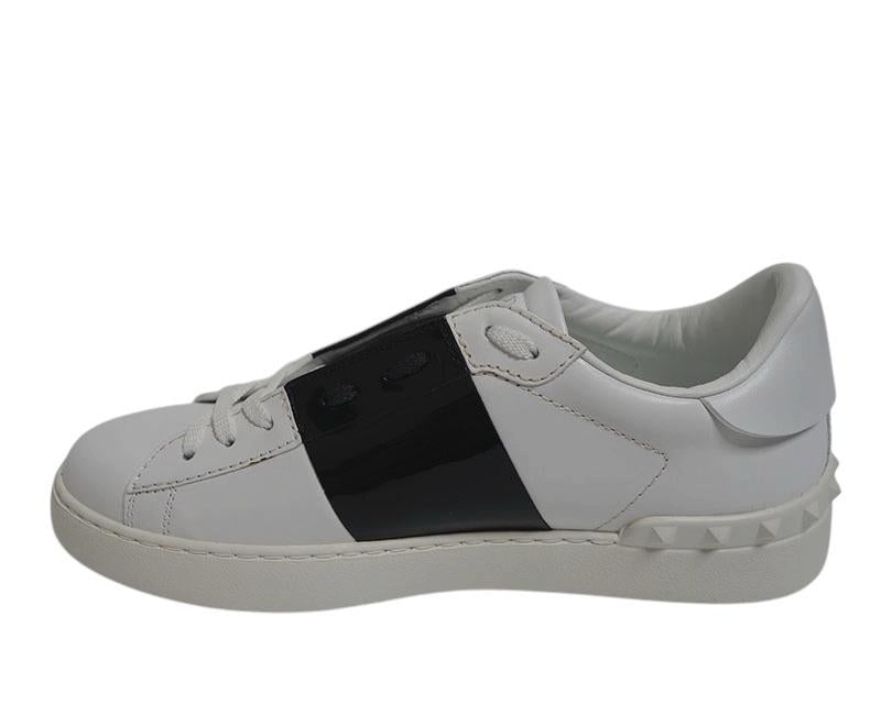 VALENTINO White Patent Black Hidden Low-Top Sneakers