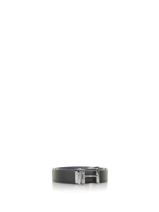 PRADA Black Baltic Blue Leather Belt