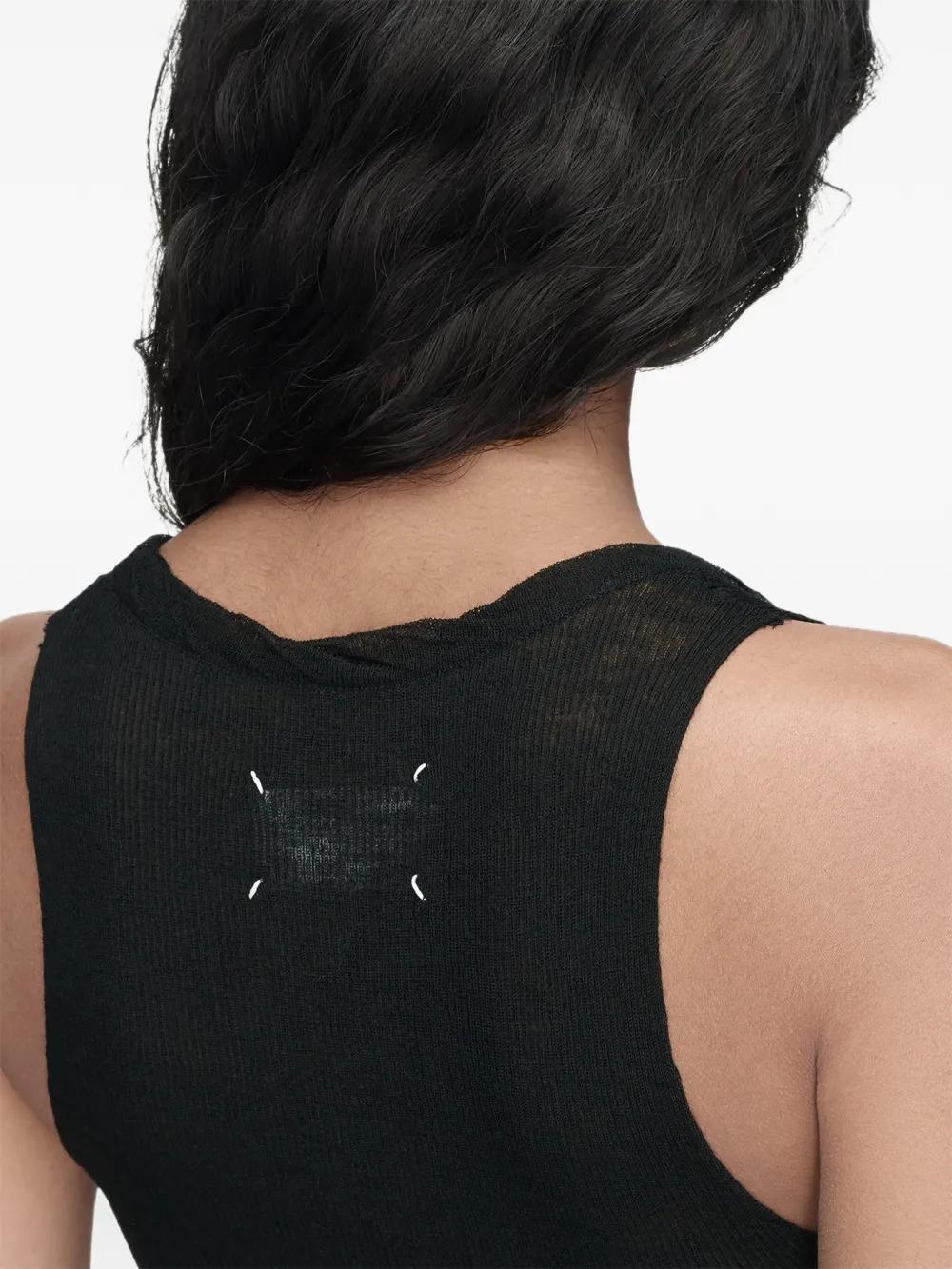 Maison Margiela Black Cotton Tank Top Sleeveless Shirt